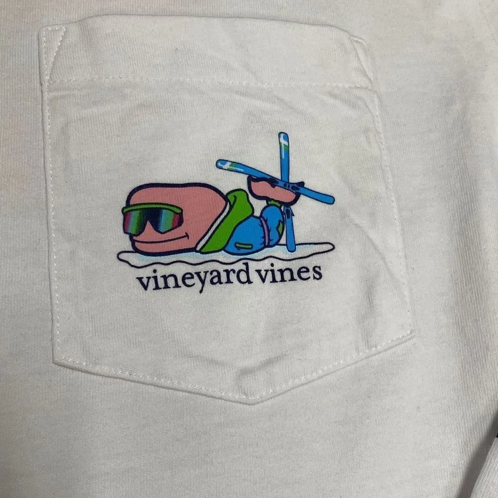 Vineyard Vines Apres Ski Bro Whale Long-Sleeve Pocket Tee Size Small